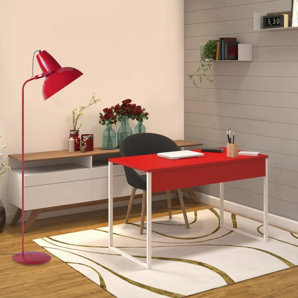 Lampadaire liseuse métal rouge abat-jour rouge