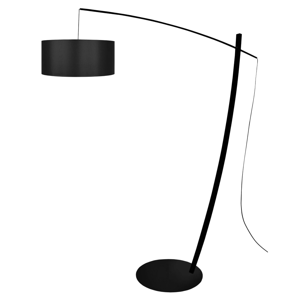 Lampadaire métal noir abat-jour tissu noir