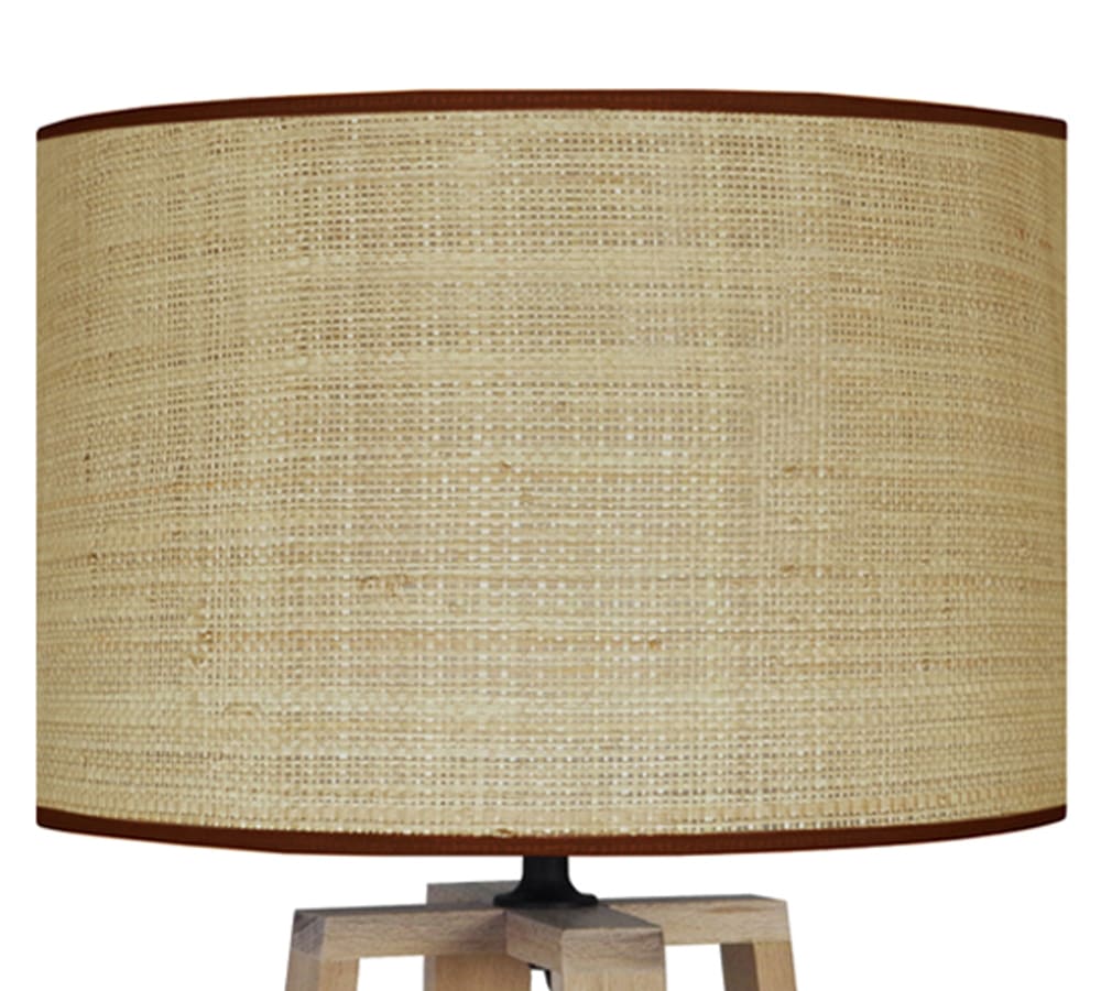 Lampe à poser bois naturel abat-jour jaune — vue 4
