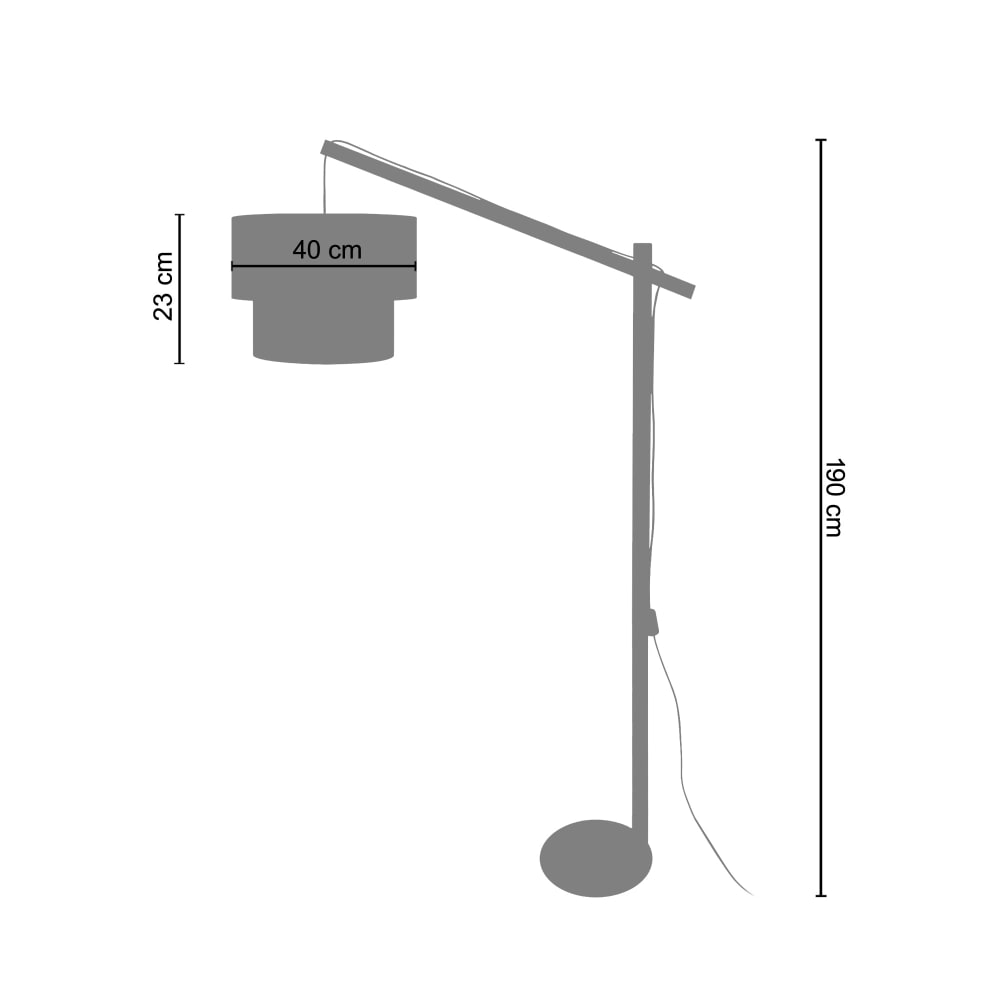 Lampadaire bois naturel métal noir abat-jour tissu bleu — vue 4