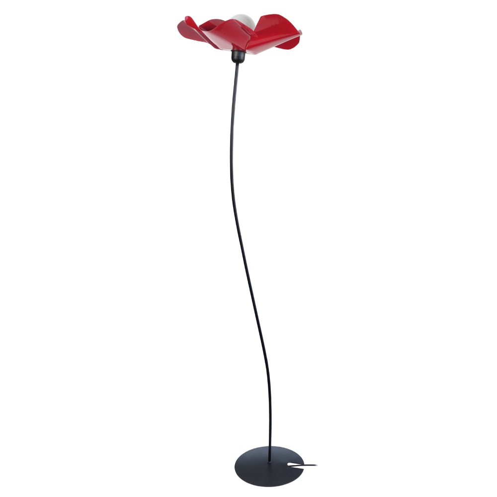 Lampadaire métal noir abat-jour rouge - Maisons du Monde