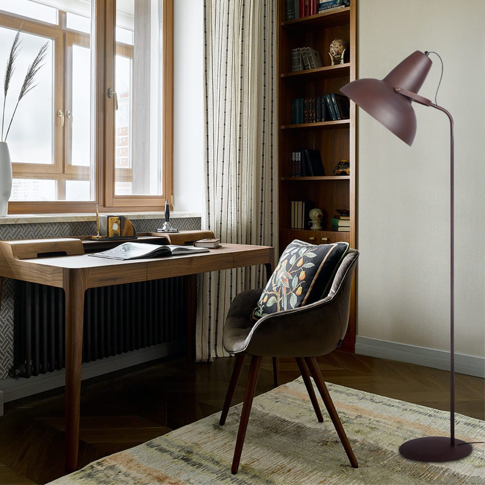 Lampadaire liseuse métal marron abat-jour marron - Maisons du Monde