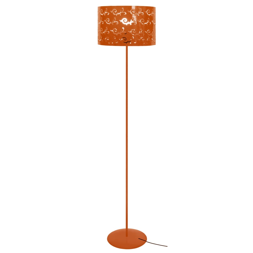 Lampadaire métal orange  abat-jour orange