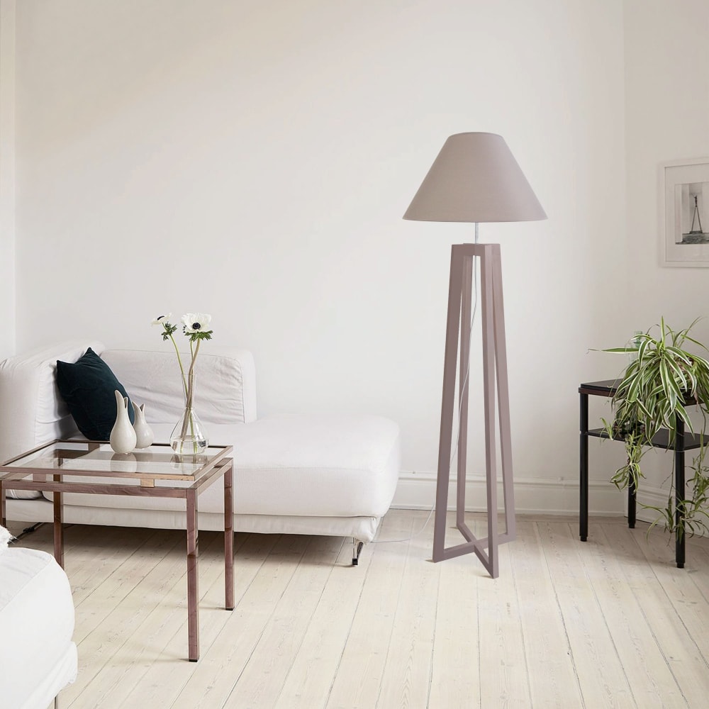 Lampadaire  bois,Taupe ,H150xD 40xP40cm