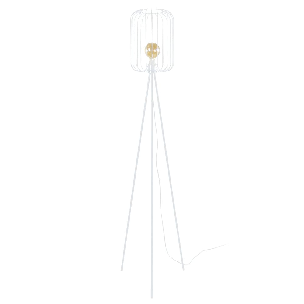 Lampadaire  métal blanc abat-jour  filaire blanc