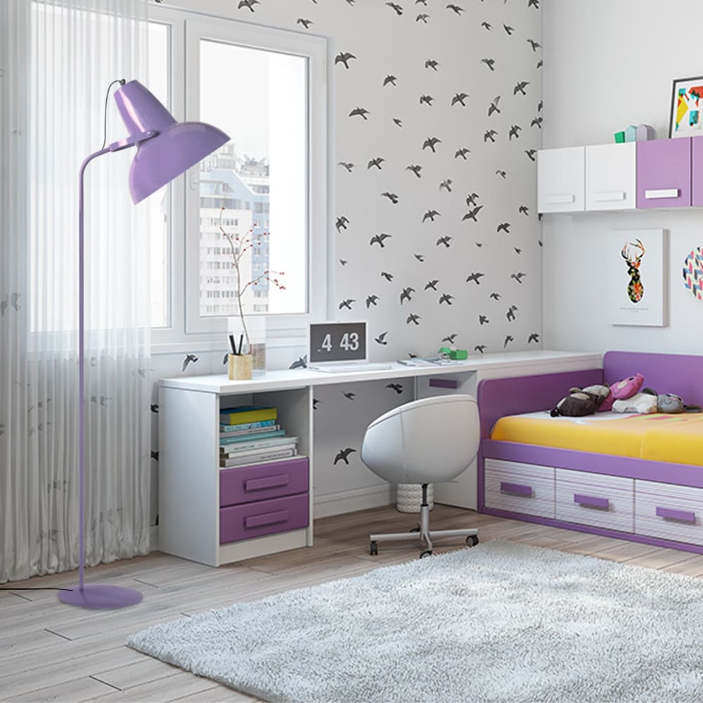 Lampadaire liseuse métal mauve abat-jour mauve - Maisons du Monde
