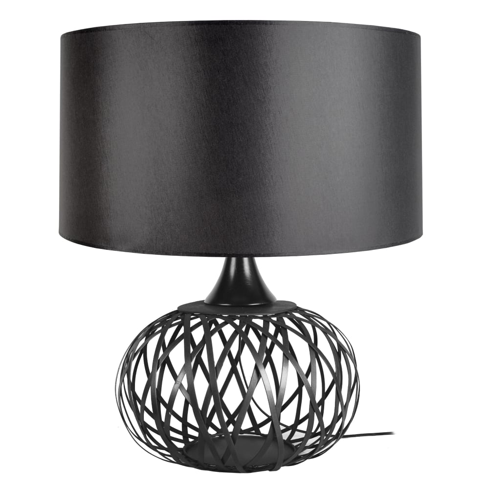 Lampe de salon métal anthracite et noir abat-jour noir