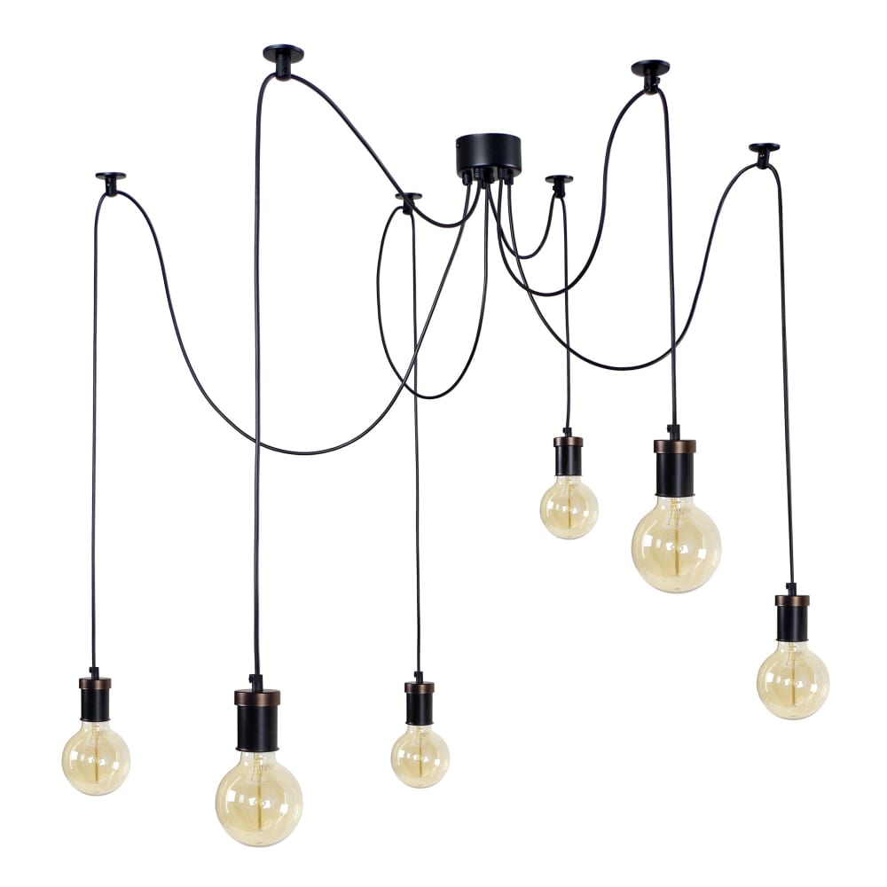 Lustre métal noir  abatjour ampoule