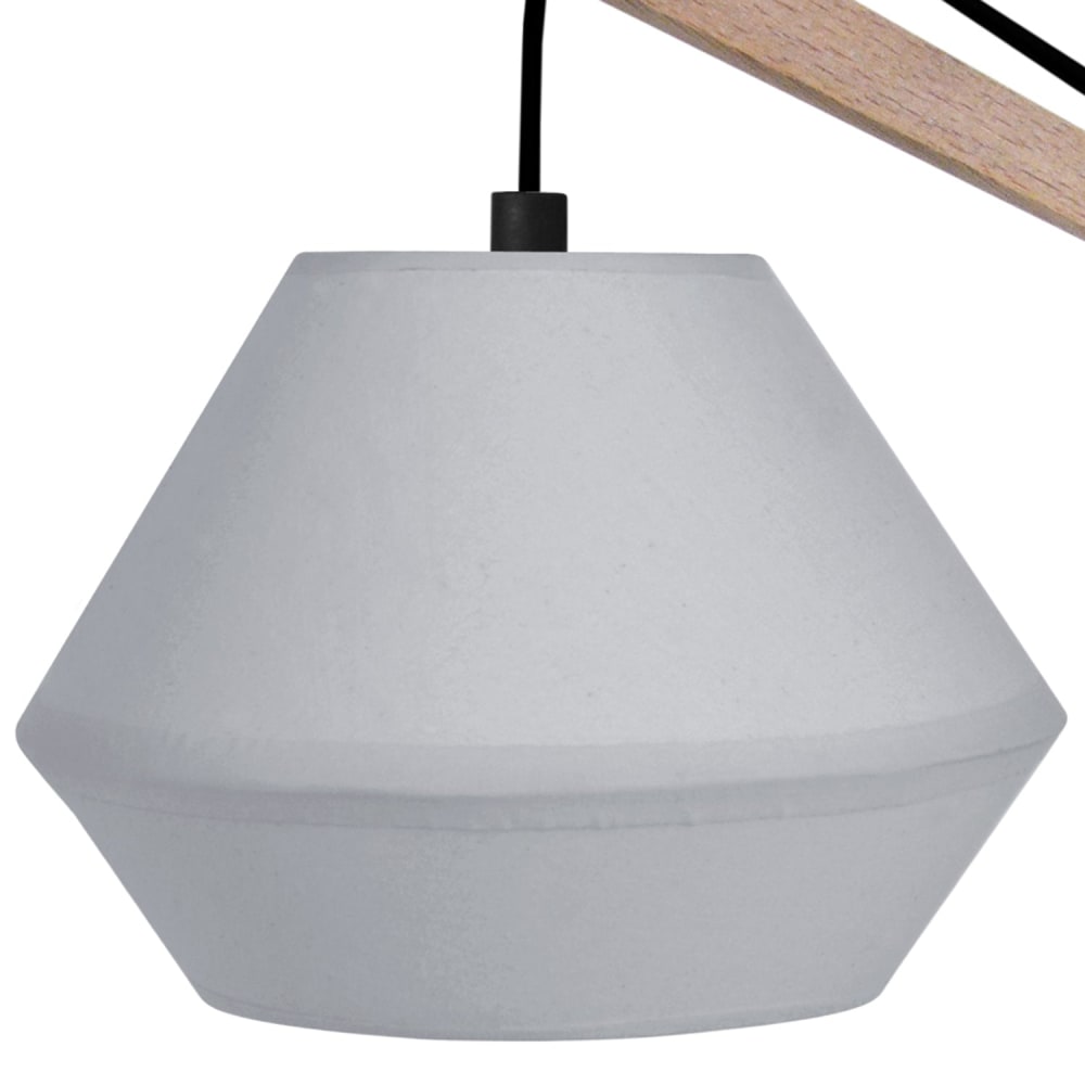 Lampe à poser pied métal bois naturel abat-jour gris — vue 4