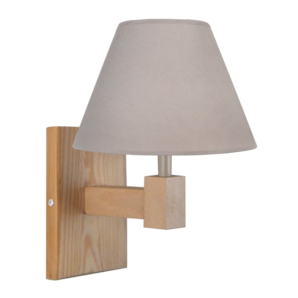 Aplique de pared brazo madera natural Pantalla taupe