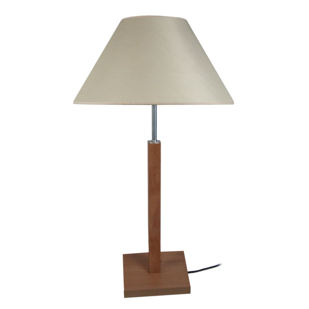 Lampe à pied carré bois foncé  abat-jour beige