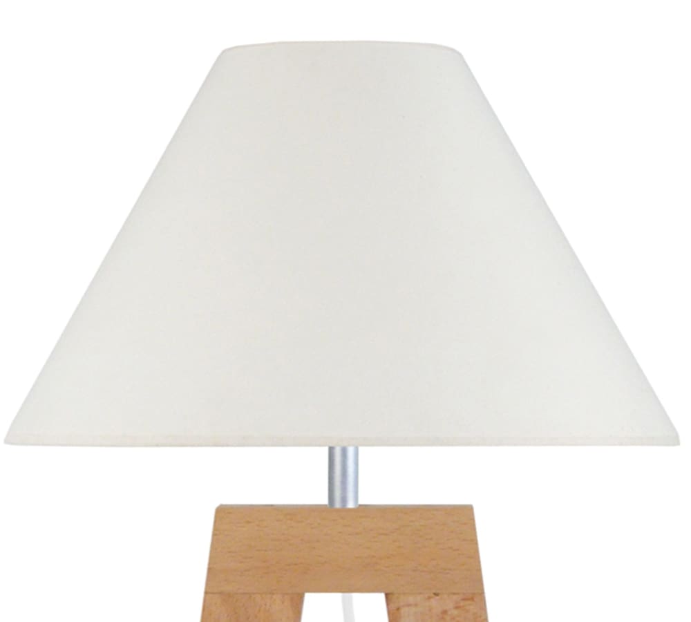Lampe de table bois naturel abat-jour tissu écru — vue 4