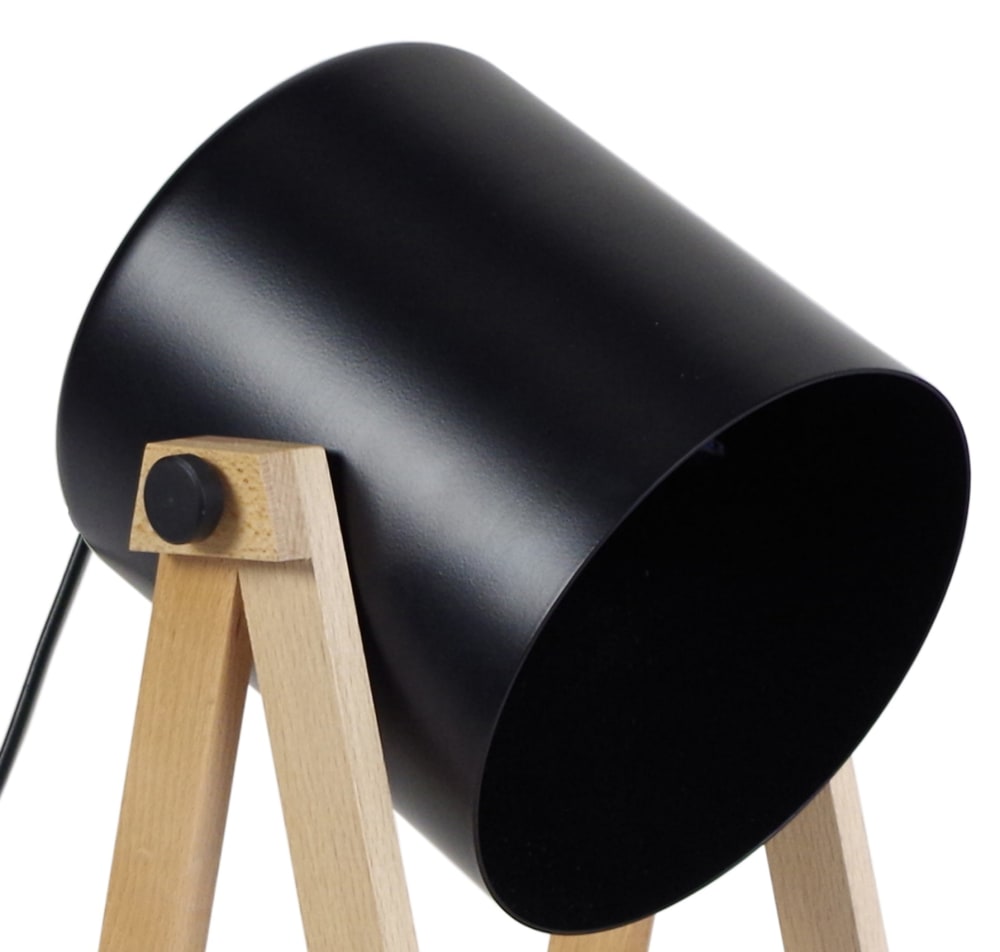 Lampe à poser bois naturel abat-jour métal noir — vue 4