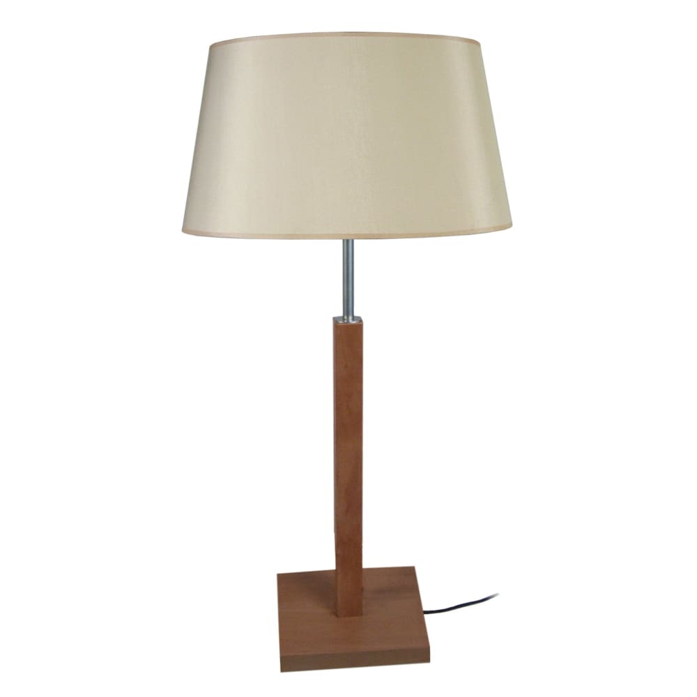 Lampe à pied carré bois foncé abat-jour beige