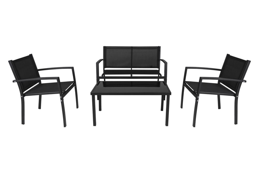 Set salotto da giardino in textilene nero - Nero - Metallo