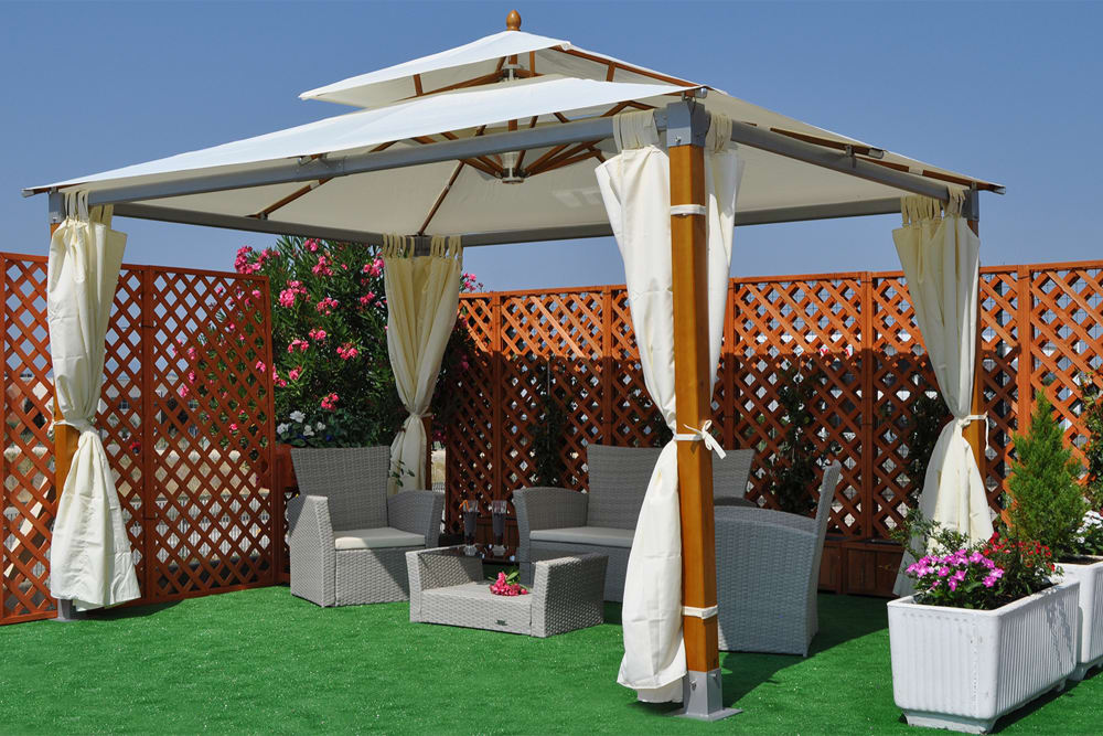 Gazebo da giardino 3x4 in legno-alluminio - Samira Italia