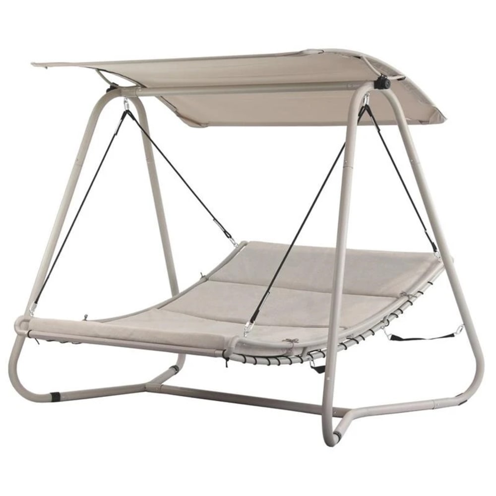 Dondolo da giardino a letto imbottito talpa - Beige - Acciaio