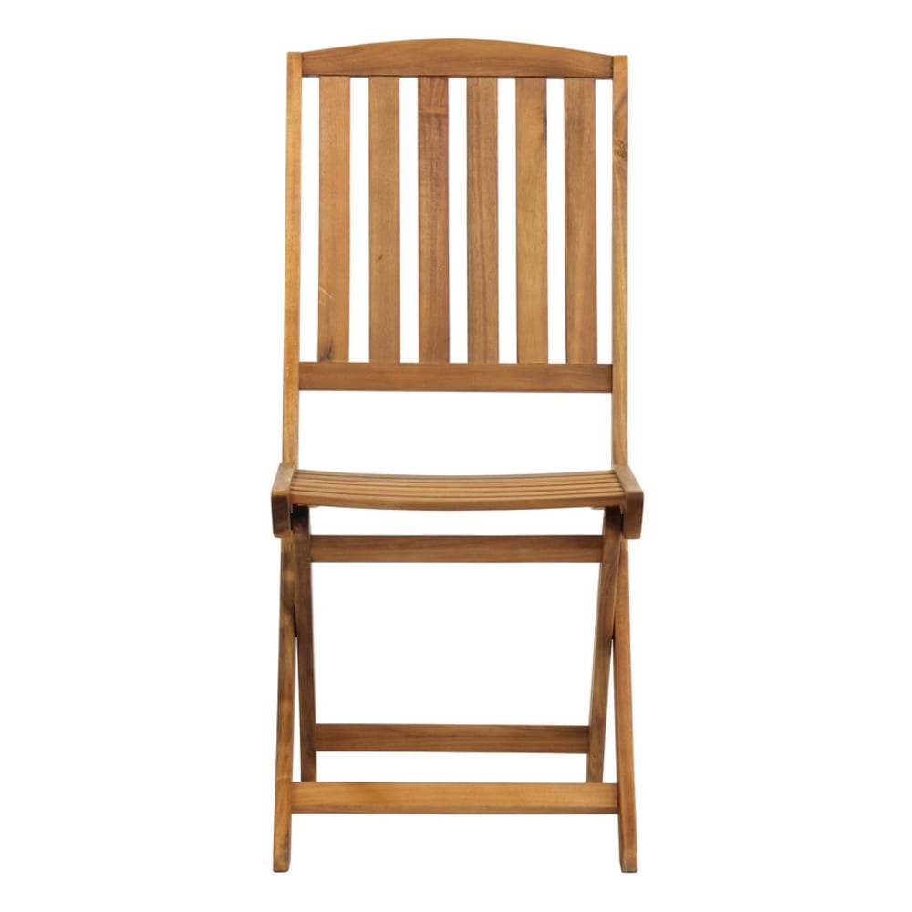 Set da 2 Sedie senza Braccioli con Doghe in Acacia Marrone -