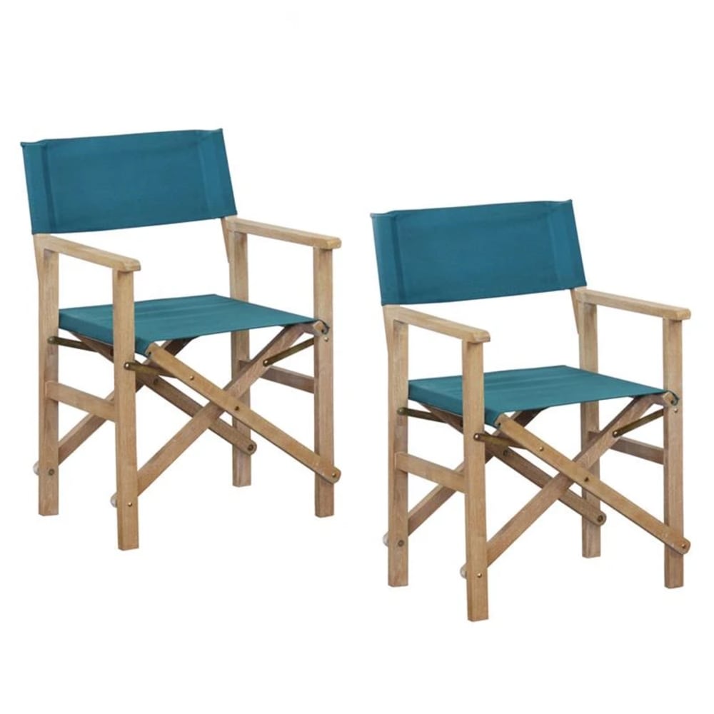 Set 2 sedie da giardino regista pieghevoli blu corallo - Blu - LEGNO