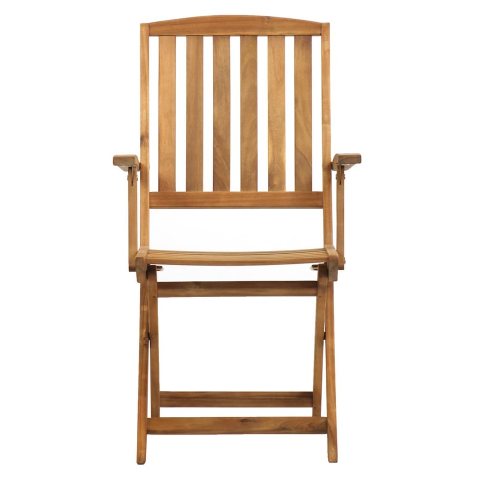 Set da 2 Sedie con Braccioli con Doghe in Acacia Marrone -
