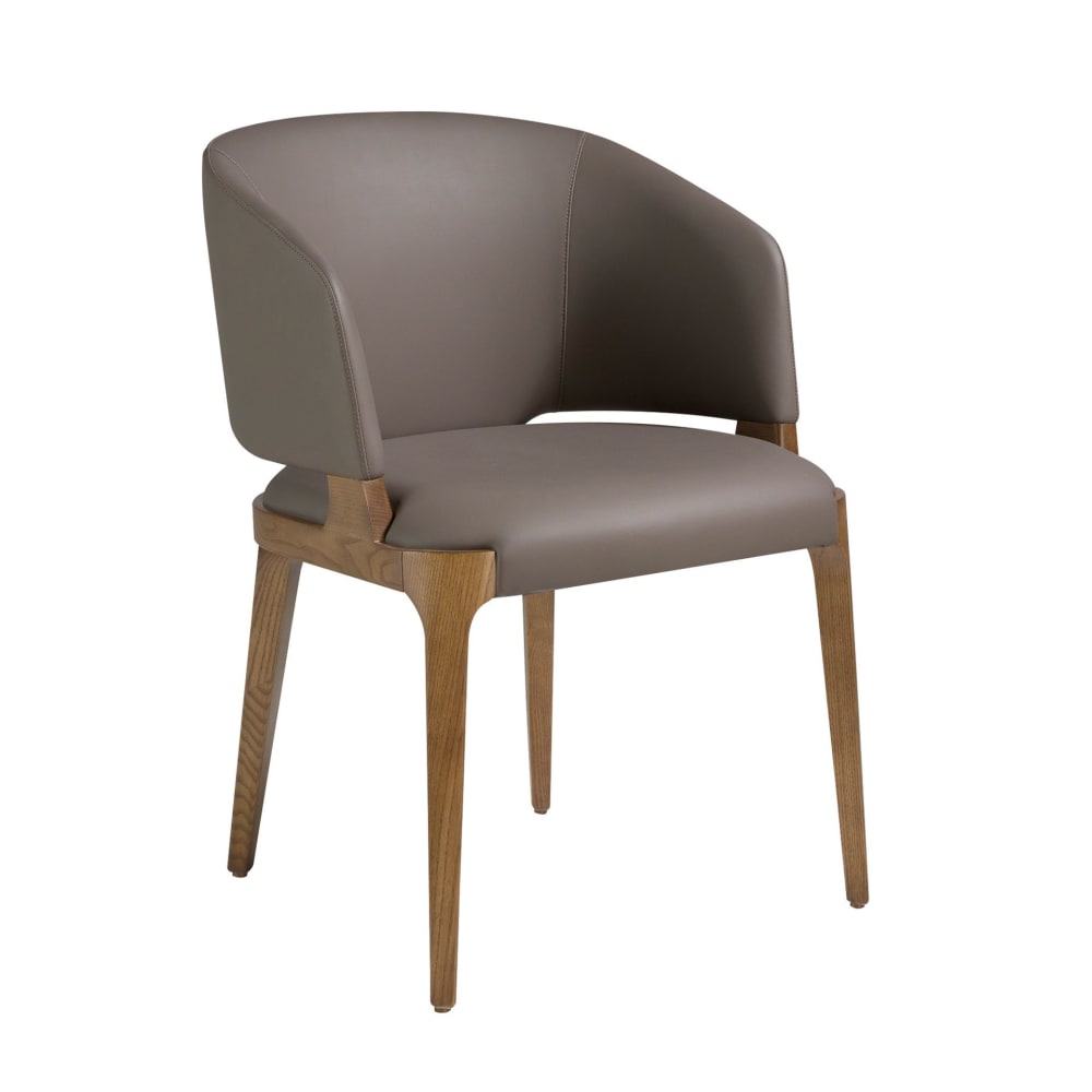 Chaise en similicuir taupe foncé