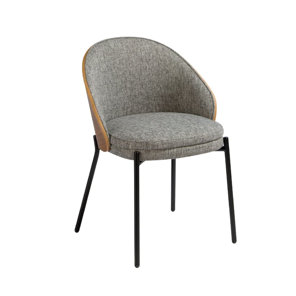 chaise en tissu gris - noyer