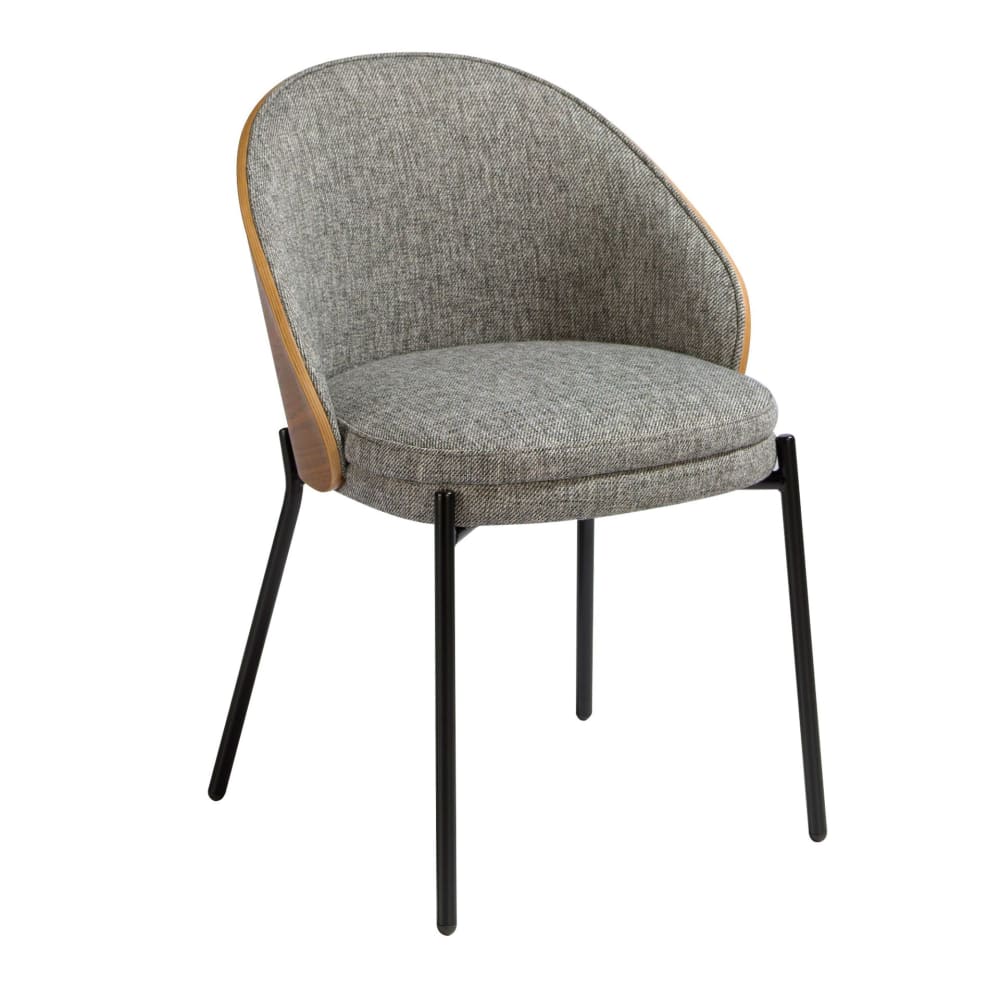Chaise en tissu gris et noyer