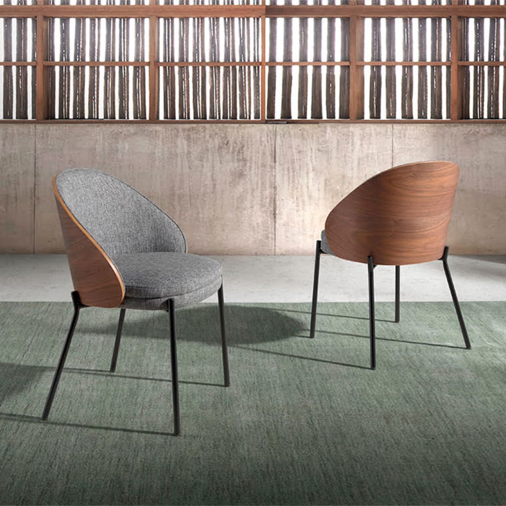 Silla tapizada tela y respaldo nogal - Maisons du Monde