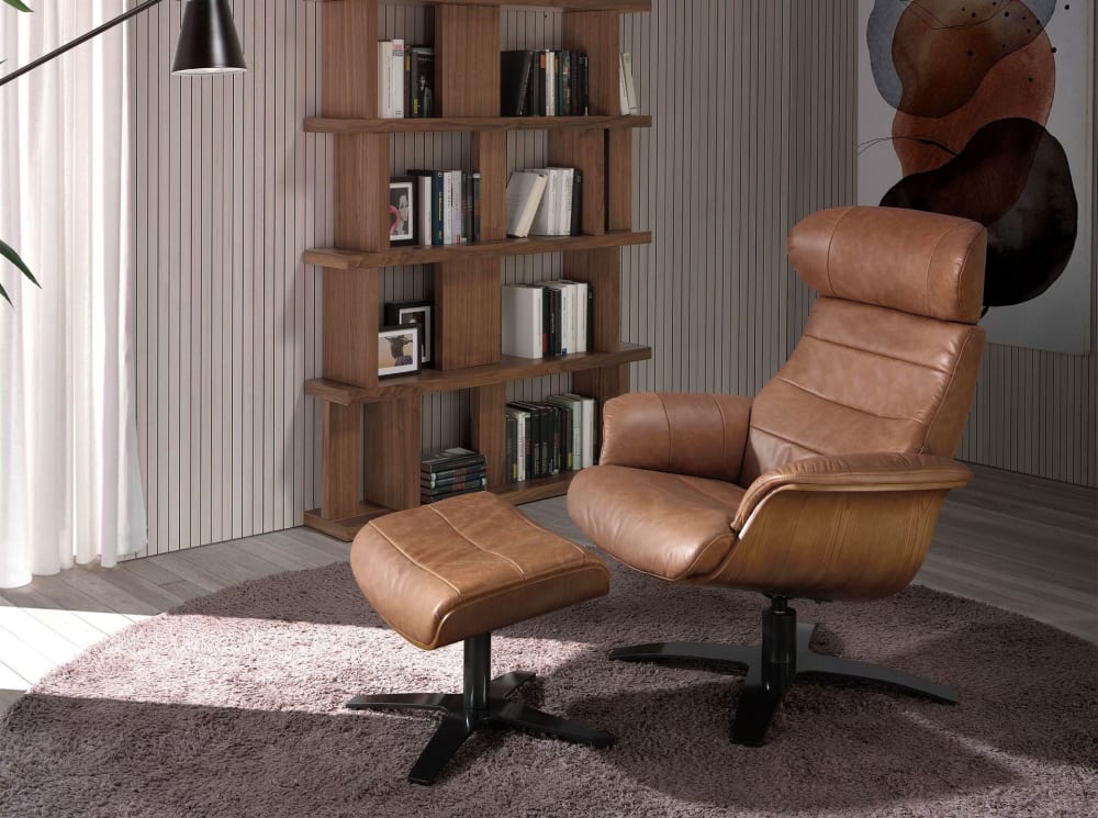 Pouf in pelle marrone - Modello Contemporaneo - Pelle