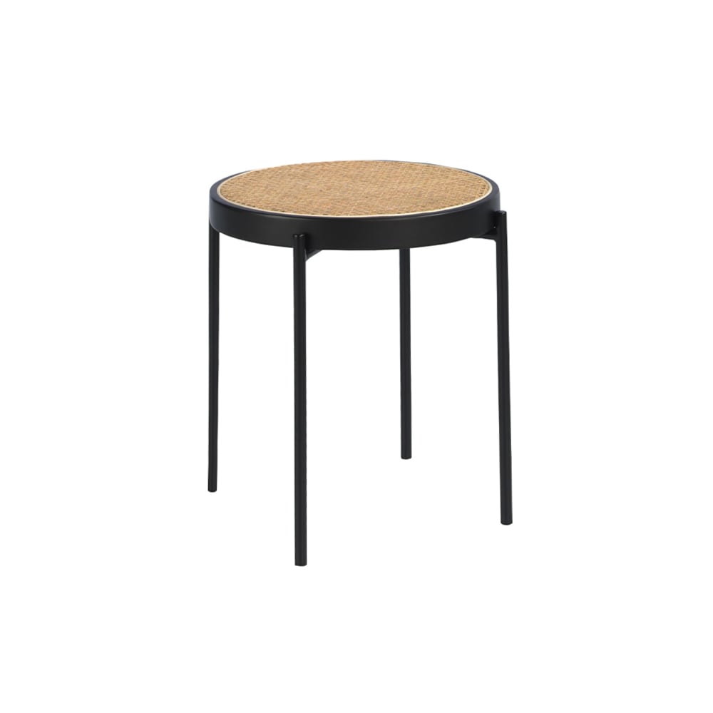 Angel Cerda Runder Ecktisch aus Rattan, schwarzem Holz und schwarzem Stahl style modern - Spanplatte