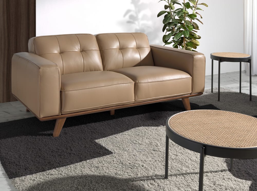 Table d'appoint ronde en rotin et acier