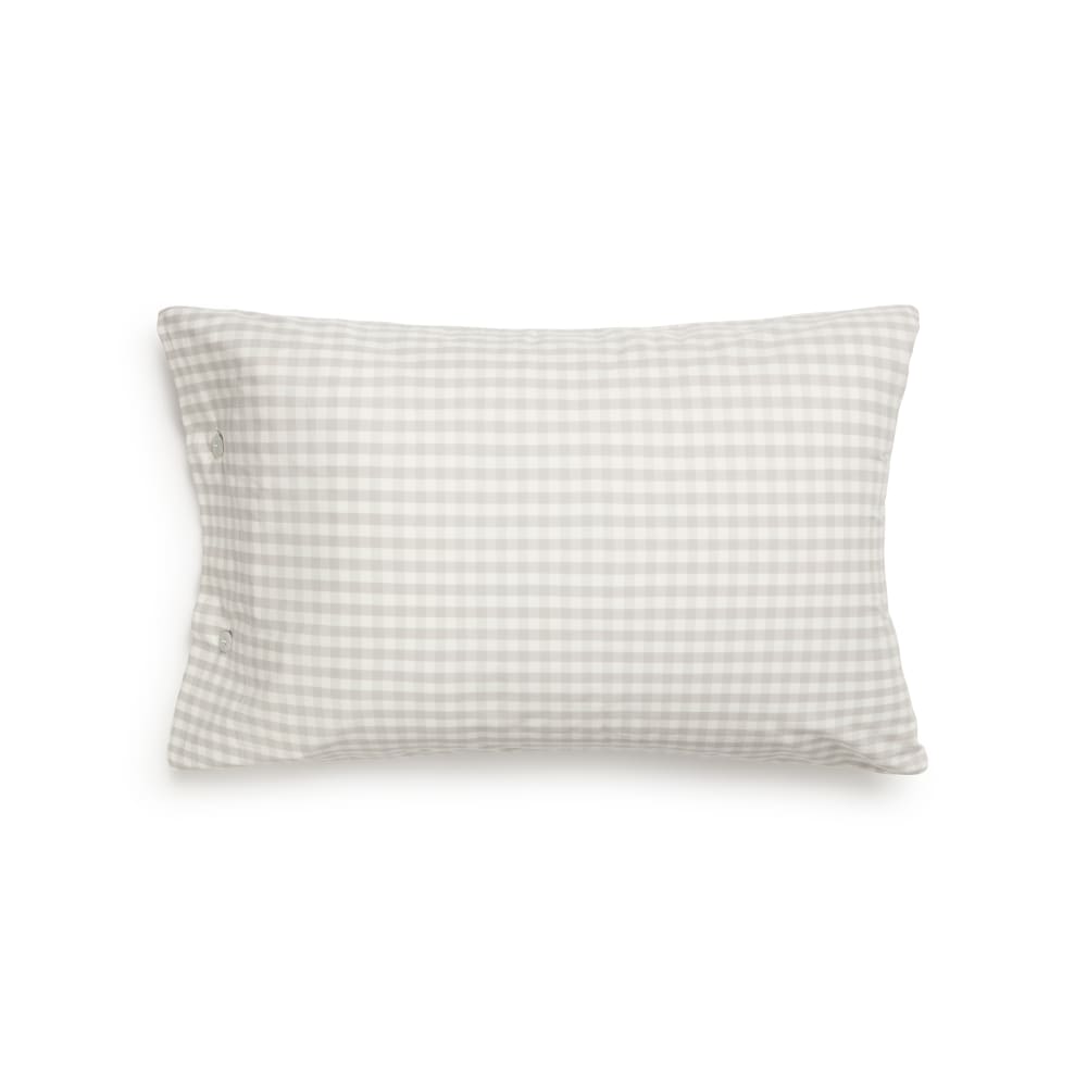 Funda de almohada de algodón 180 hilos cuadros vichy gris. 50x85cm