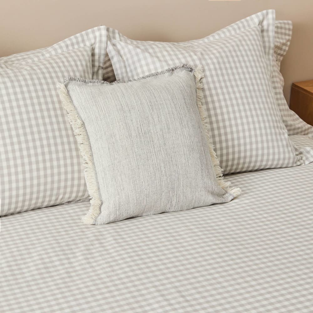 Funda nórdica de algodón percal cuadros vichy gris. Cama 80-90cm - Maisons du Monde