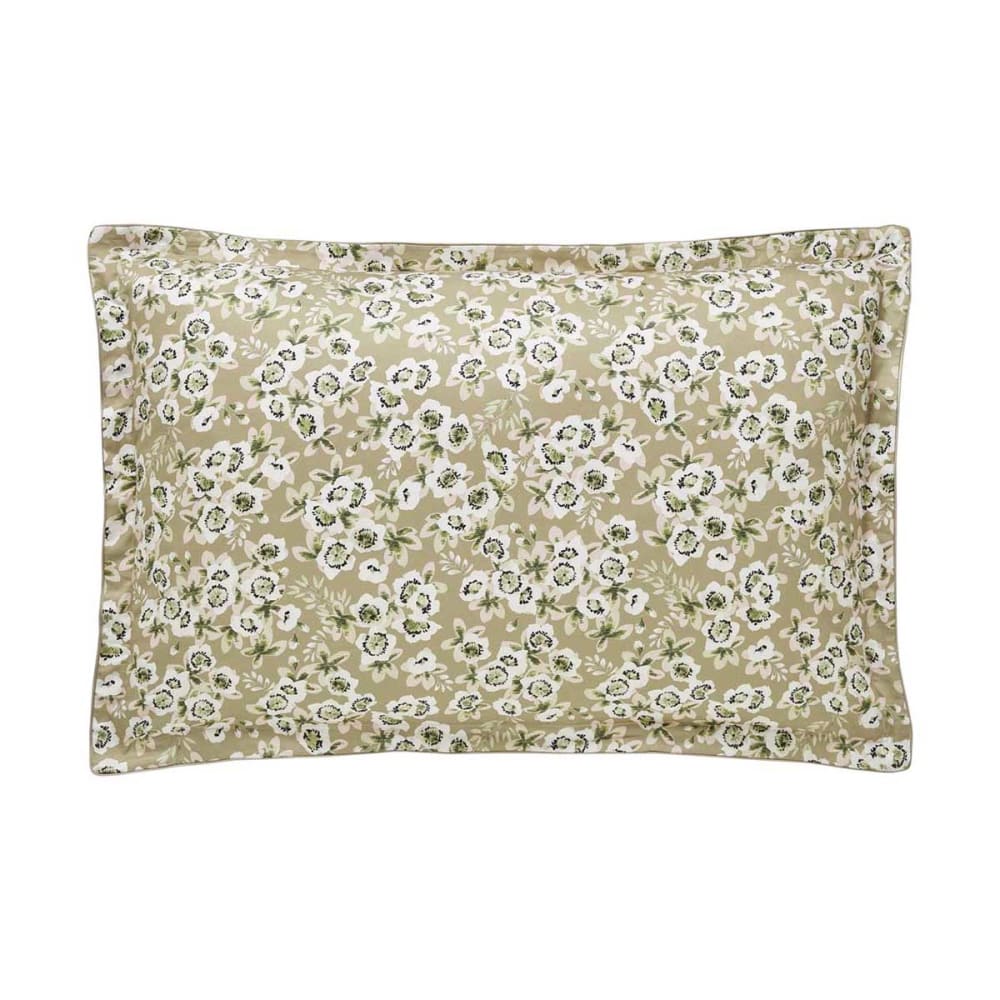 Taie d'oreiller en satin de coton bio beige 65x65