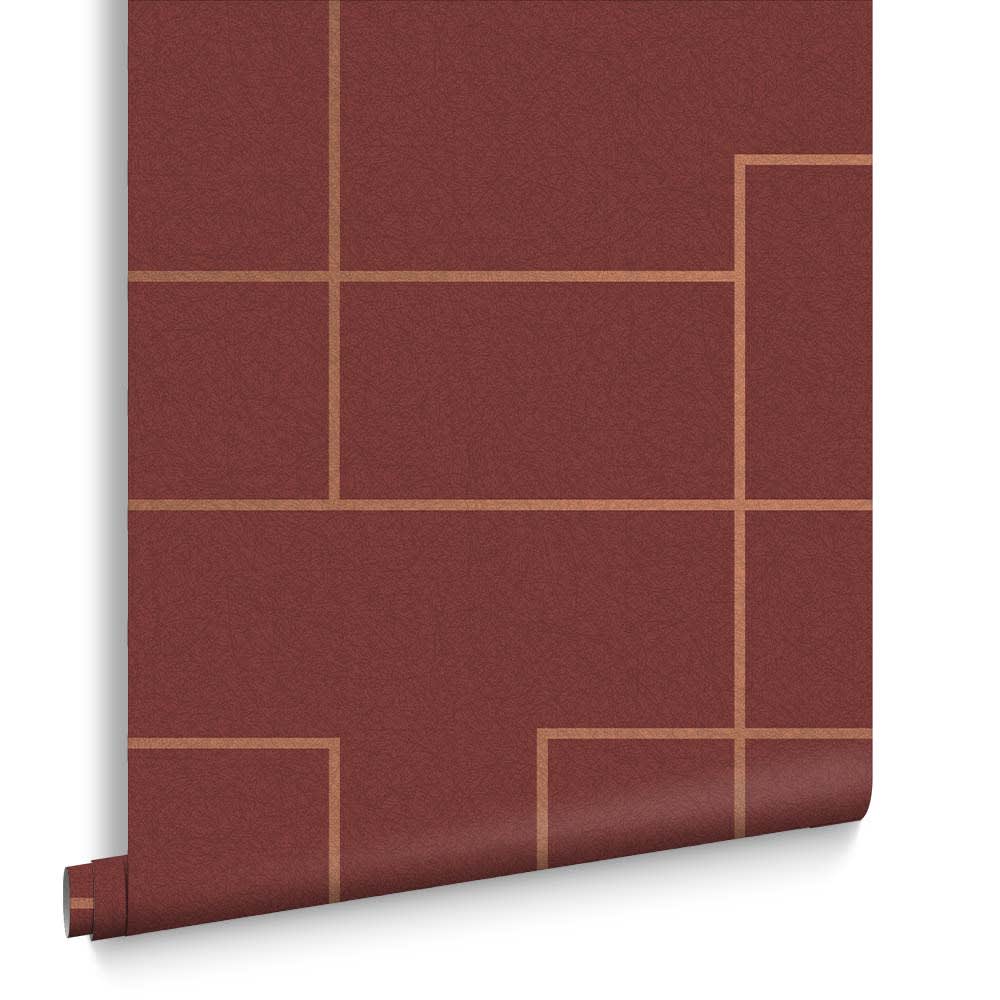 Papier peint primo rouge pourpre et or 1005 x 52cm - Maisons du Monde