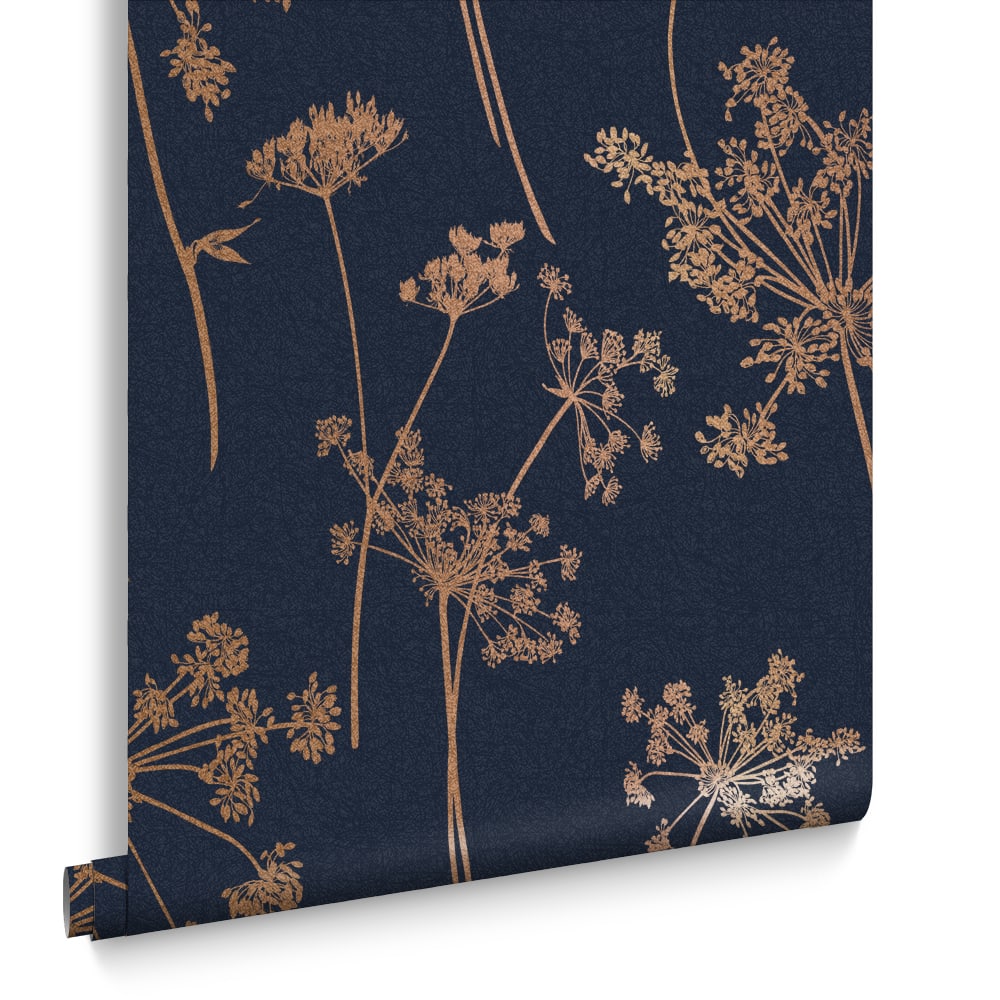 Carta da parati anthriscus dusk blu rame 1005x52cm - Graham &