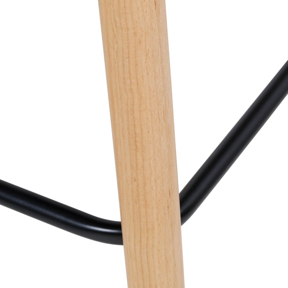 Chaise de bar tissu noir pieds hêtre Tiago