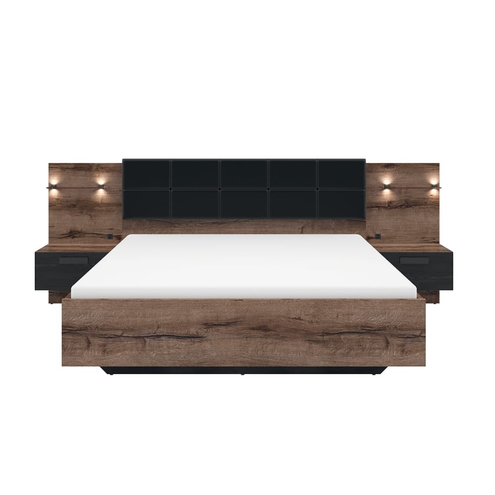Bett Bettkasten 160x200 inkl Spanplatten Holz und Schwarz -