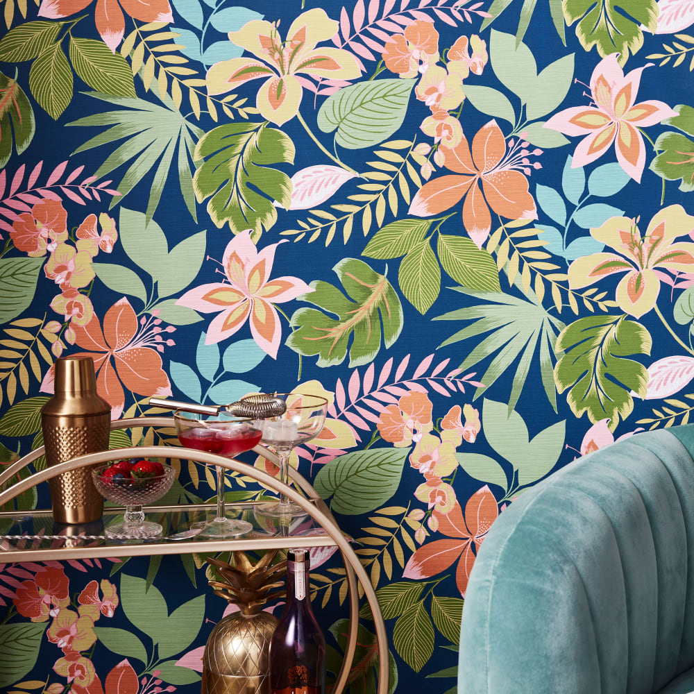 papier peint so exotic night sur fond bleu 1005x52cm