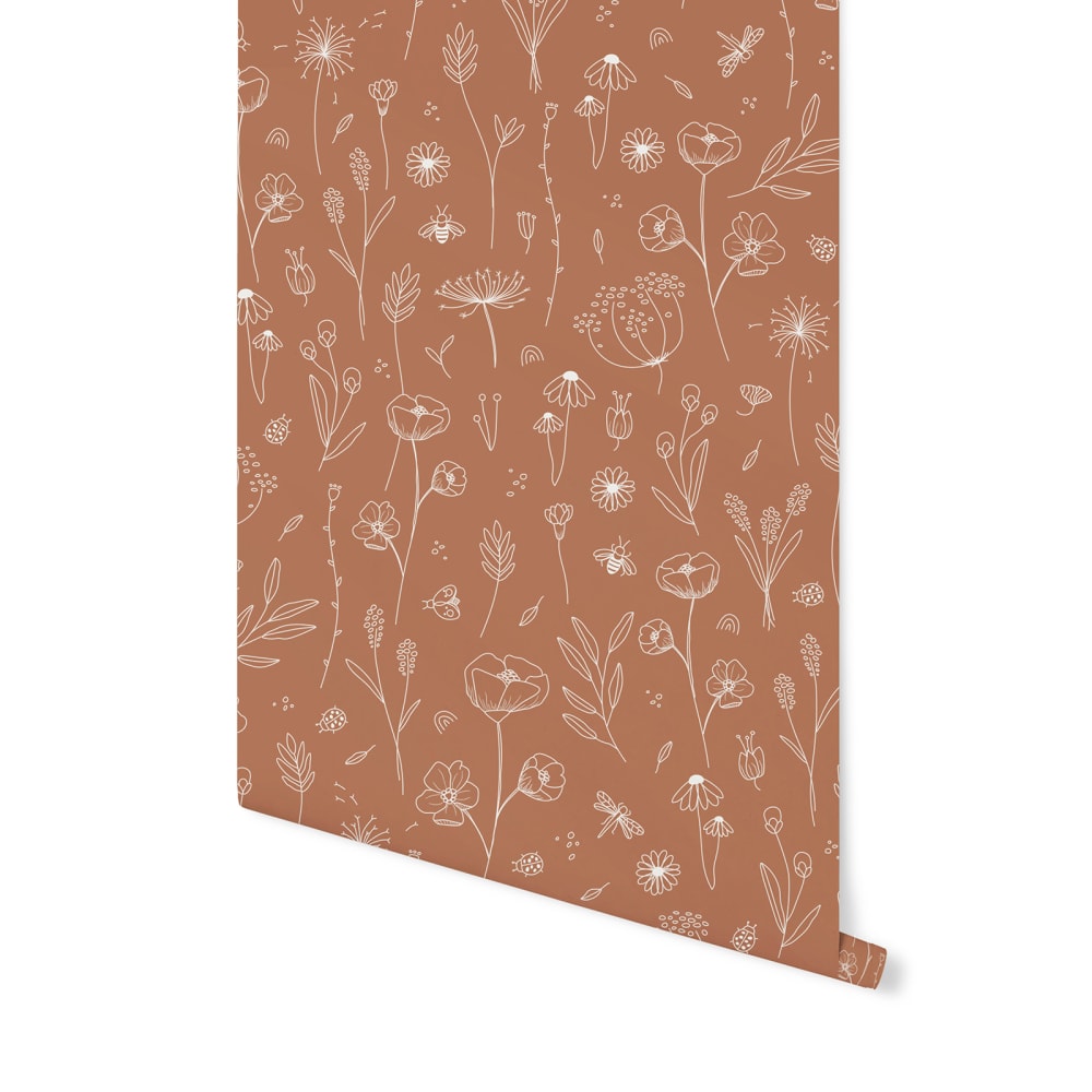 Papier peint farandole fleurie rouille 1000x53cm — vue 3