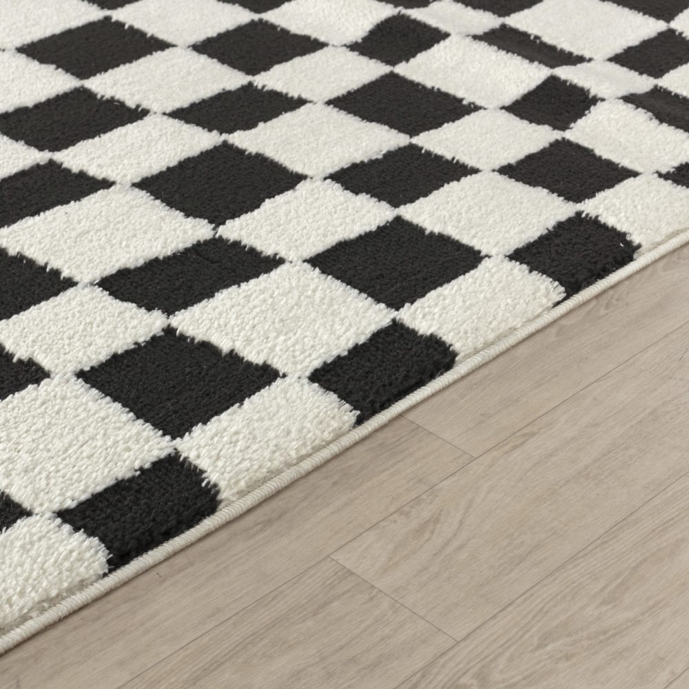 Tapis scandinave à carreaux noir/blanc 200x275 — vue 4