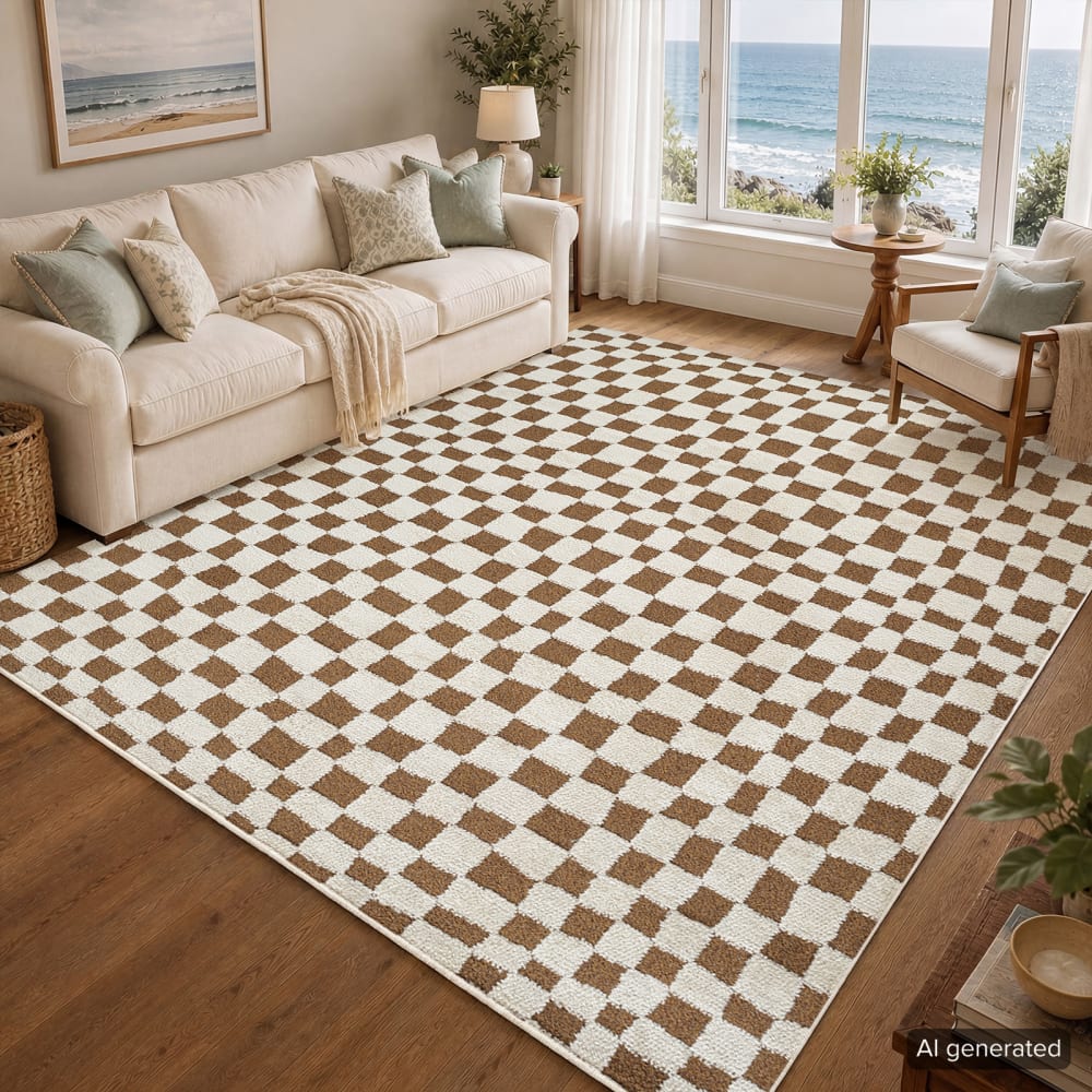Tapis scandinave à carreaux terracotta 160x213 — vue 3