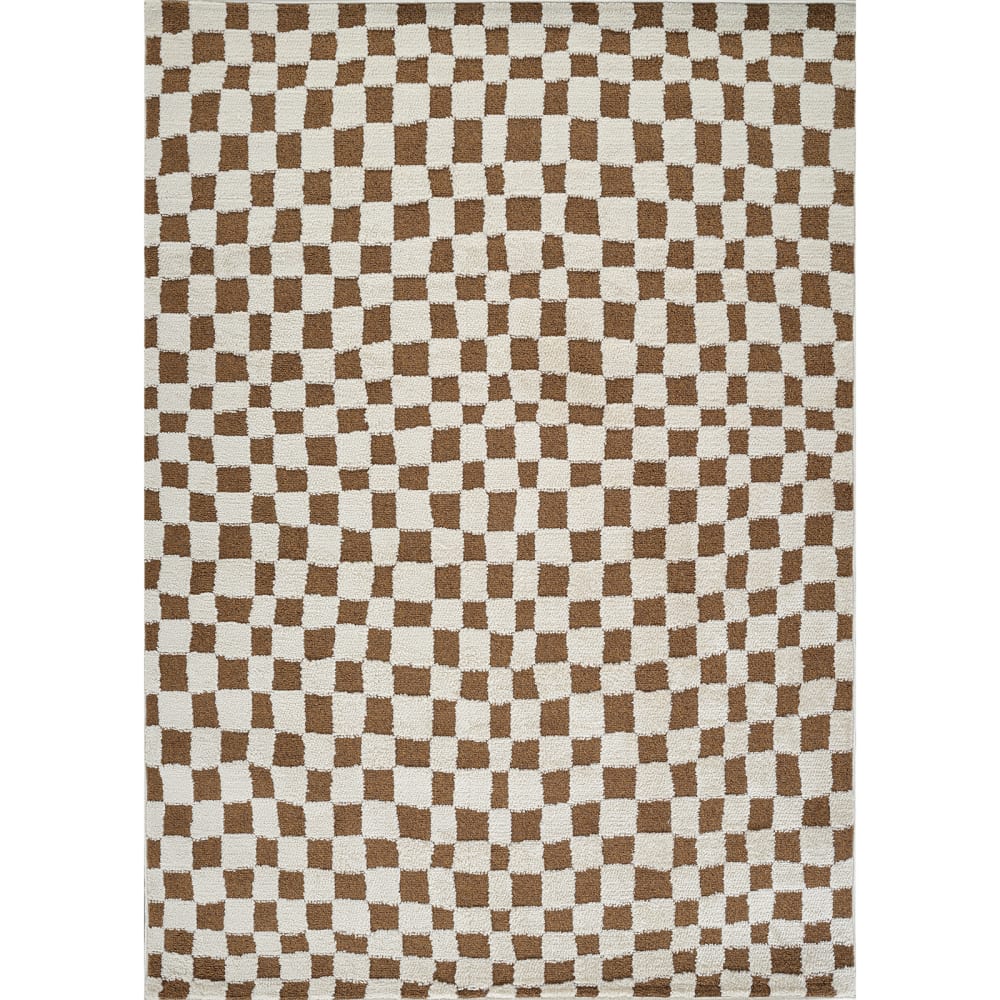 Tappeto scandinavo a quadri avorio/terracotta 160x213 - Livabliss