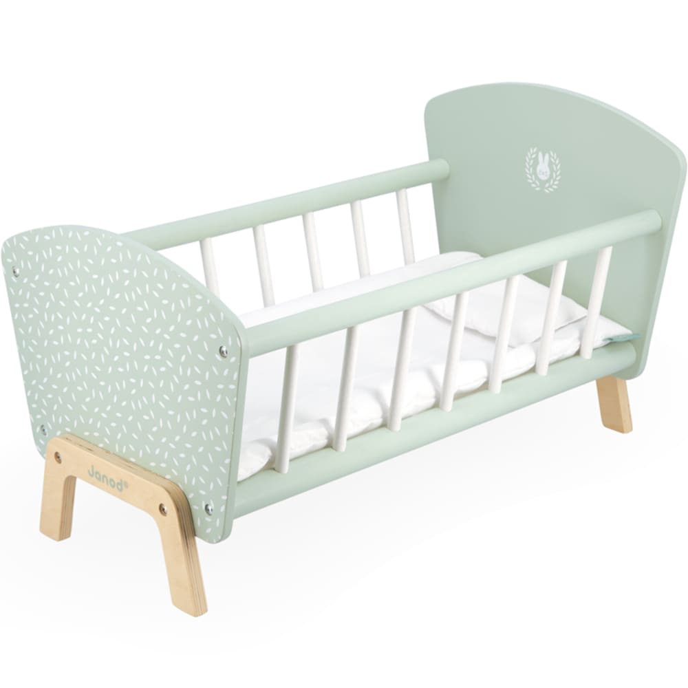 Janod Puppen-Bett Zen style modern GRÜN HOLZ Kinder