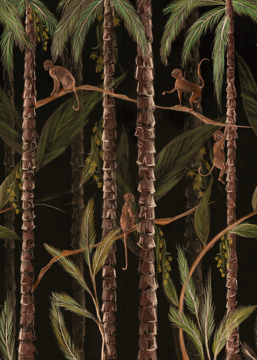 Fresque panoramique monkey jungle vert marron 200x280cm - Maisons du Monde