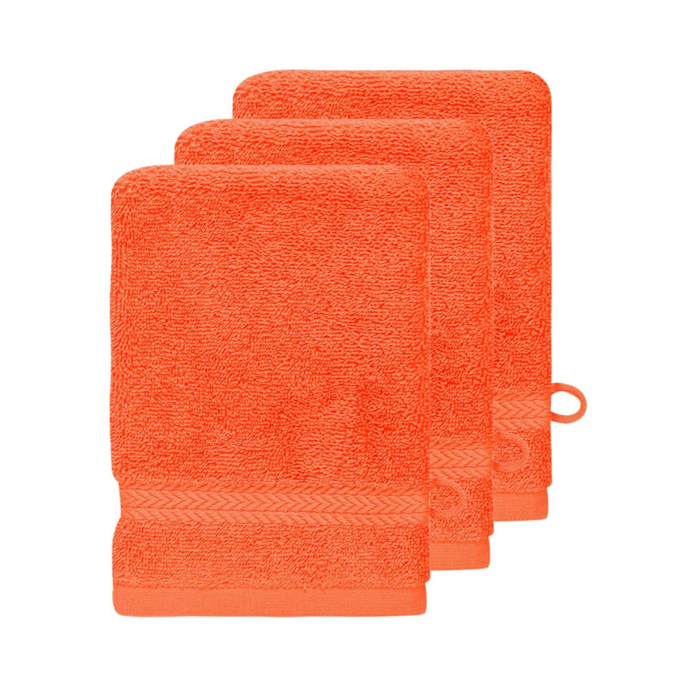 Llot de 3 gants de toilette 550 g/m² corail 16x22 cm