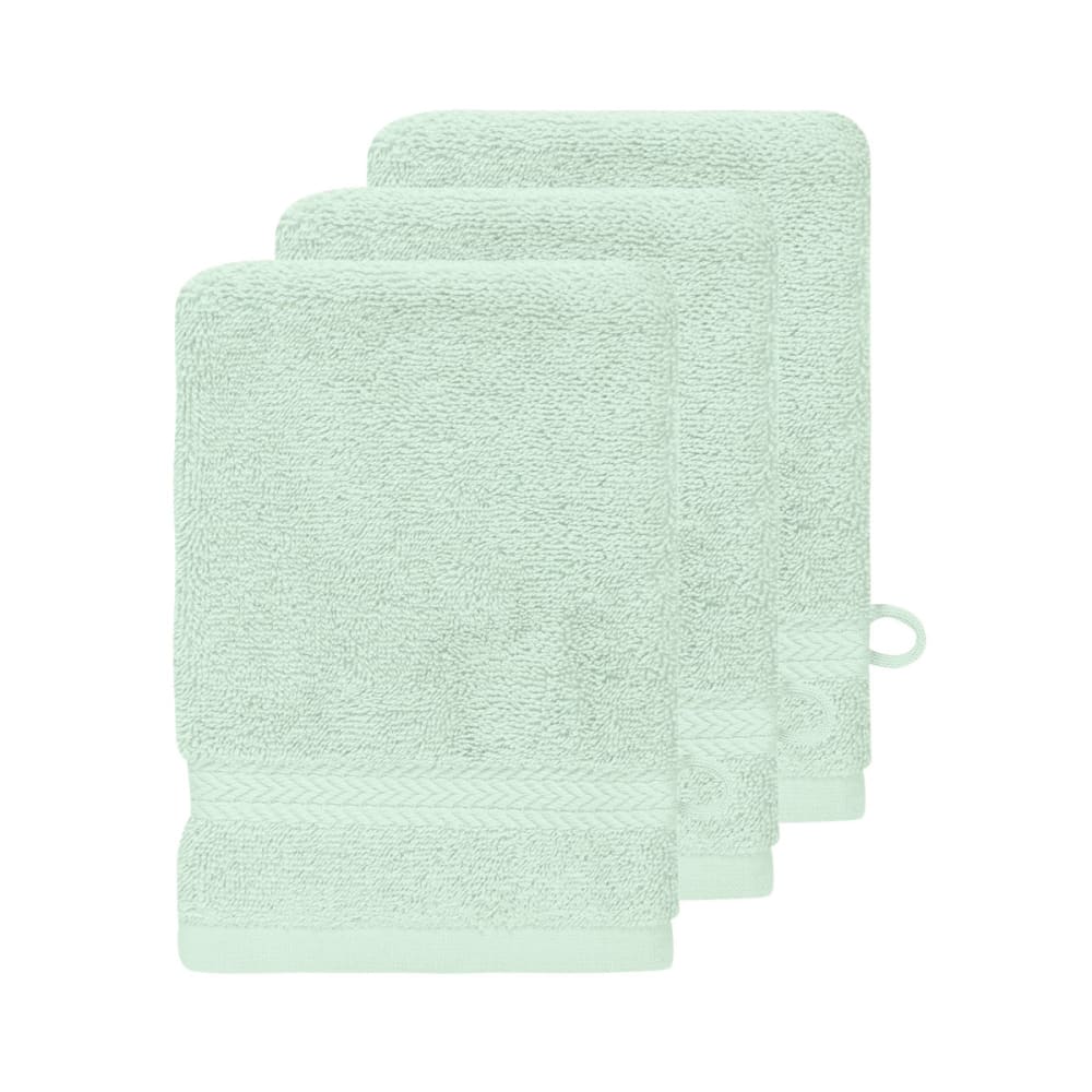 Llot de 3 gants de toilette 550 g/m² menthe 16x22 cm