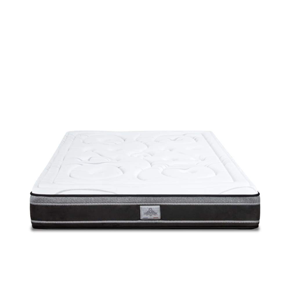 Bellecour Matelas ressorts mémoire 140x200 style classique chic Blanc Certifié Oeko-Tex Tissu