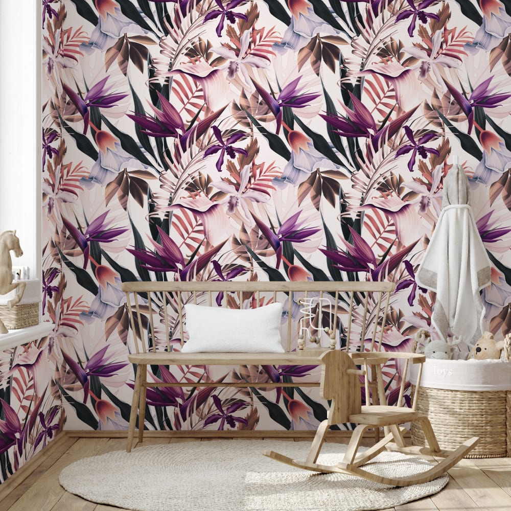 Carta da Parati Tropicale in vera carta, 200x280cm, 8 fogli - Modello Esotico - Carta