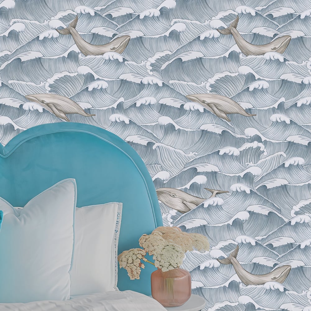 Papel Pintado Ballenas, papel auténtico, 200x280cm, 8 hojas